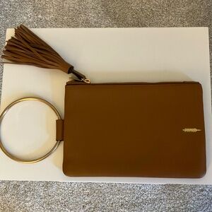 Brown Clutch with Tassel and Gold Ring